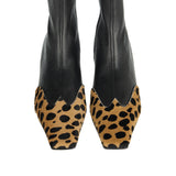 Nevada leather and leopard-print ankle boots