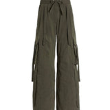 Drawstring wide-leg cargo trousers