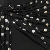 Polka dot embellished stretch-woven mini dress