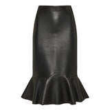 Leather midi skirt