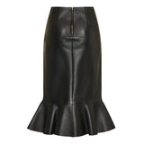 Leather midi skirt