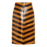 Two-tone leather skirt