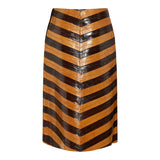 Two-tone leather skirt