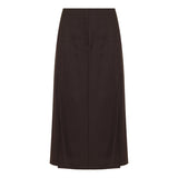 Wool-blend flannel pleated maxi skirt