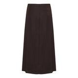 Wool-blend flannel pleated maxi skirt