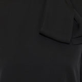 Long-sleeve silk tie-neck blouse