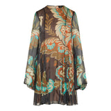 Pleated floral-print mini dress