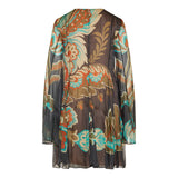 Pleated floral-print mini dress