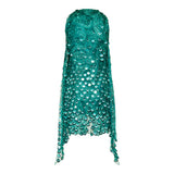 Silk mini dress with sequin embroidery