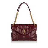 Puffer medium shiny leather shoulder bag