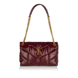 Puffer small shiny leather shoulder bag