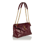 Puffer small shiny leather shoulder bag