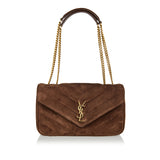Loulou medium matelassé suede shoulder bag