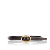 Glossed leather belt