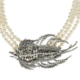 Pearl-embellished crystal necklace