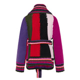 Colorblocked striped wool wrap cardigan