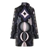 Geometric printed long-sleeved dress