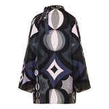 Geometric printed long-sleeved dress