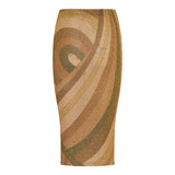 Iride-print lamé jersey midi skirt