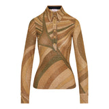 Iride-print lamé jersey top