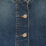 High-neck cropped denim jacket