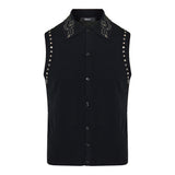 Embellished cashmere‑blend knit vest