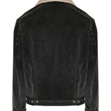 Corduroy jacket with shearling trim