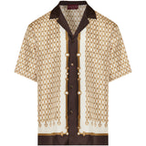 Printed silk twill bowling shirt