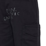 Text-print twill tapered trousers