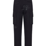 Text-print twill tapered trousers