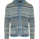 RRL Indigo striped cotton-linen cardigan