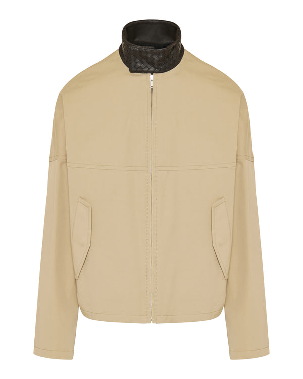 Leather collar jacket