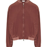 Versace Ribbed-knit trimmed silk poplin blouson jacket