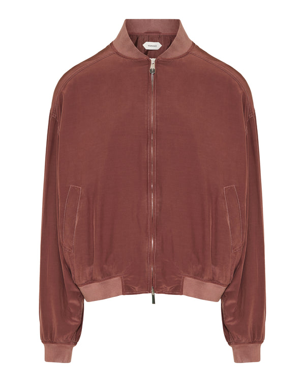 Versace Ribbed-knit trimmed silk poplin blouson jacket