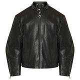 Leather jacket with horsebit detail