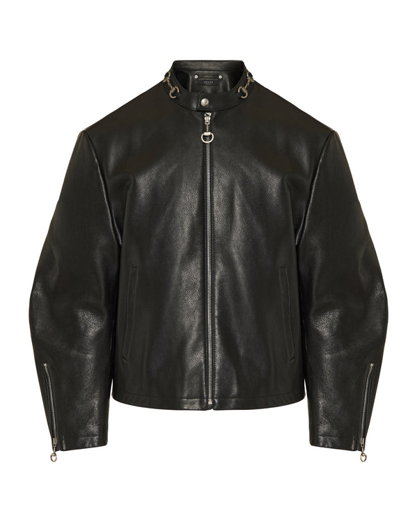 Leather jacket with horsebit detail