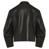 Leather jacket with horsebit detail
