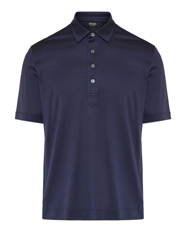 Silk and cotton polo shirt