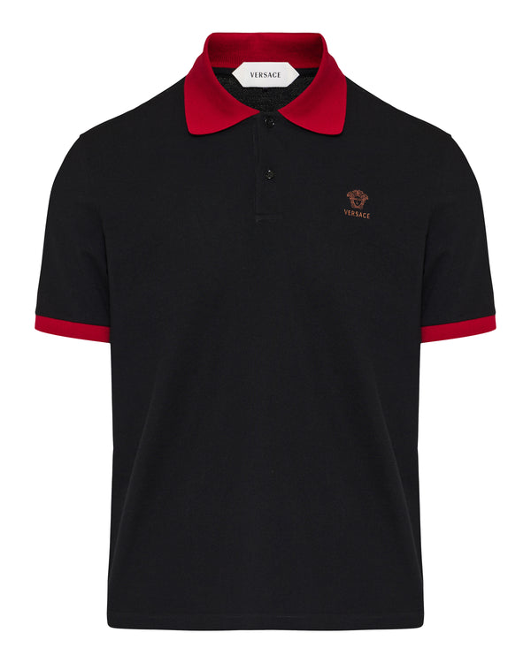 Embroidered cotton-piqué polo