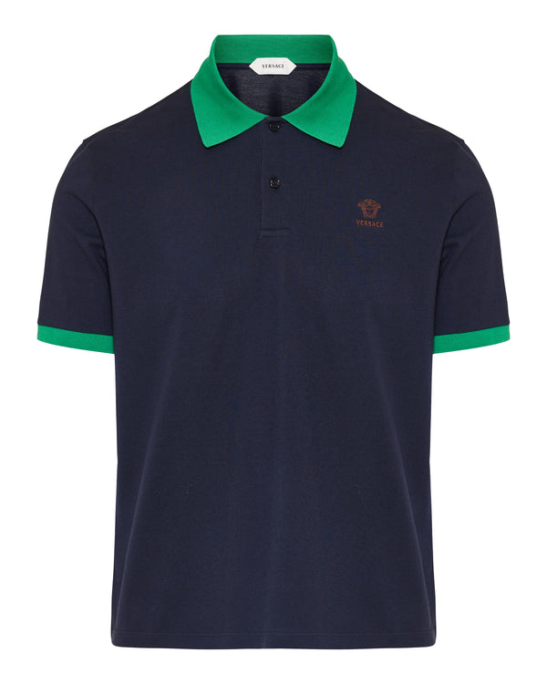 Embroidered cotton-piqué polo