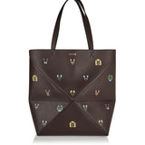 Cats XL Puzzle Fold leather tote