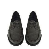 Suede lace-up boat shoes