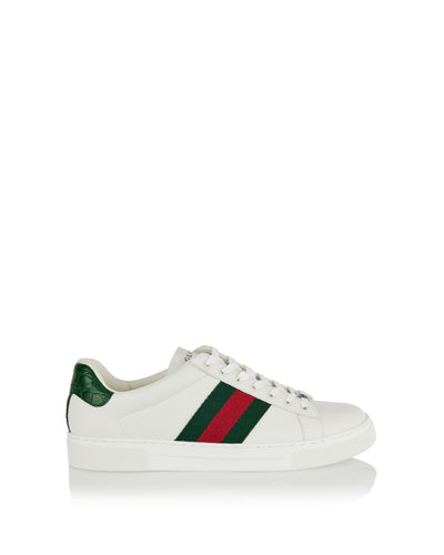 Ace Web Stripe leather sneakers