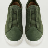 Zegna Triple stitch suede sneakers