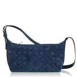 Traveler intrecciato suede shoulder bag