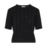 Sequin‑Embellished cable‑knit sweater