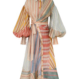 Rebellion spliced striped midi dress