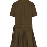 Pleated cotton-blend dress