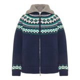 Wool and fleece cardigan with zipper