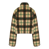 Checked teddy zipper jacket